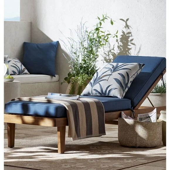 The Company Store Sunbrella® Chaise Lounge Cushion in Sapphire 75”x23”x3”. New! - Picture 2 of 6